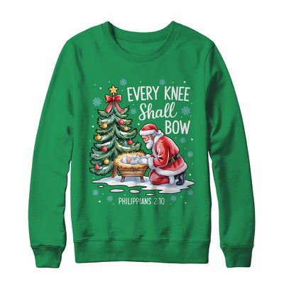 Every Knee Shall Bow Santa Christmas Christian Faith Xmas Shirt & Sweatshirt | siriusteestore