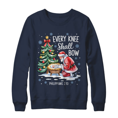 Every Knee Shall Bow Santa Christmas Christian Faith Xmas Shirt & Sweatshirt | siriusteestore