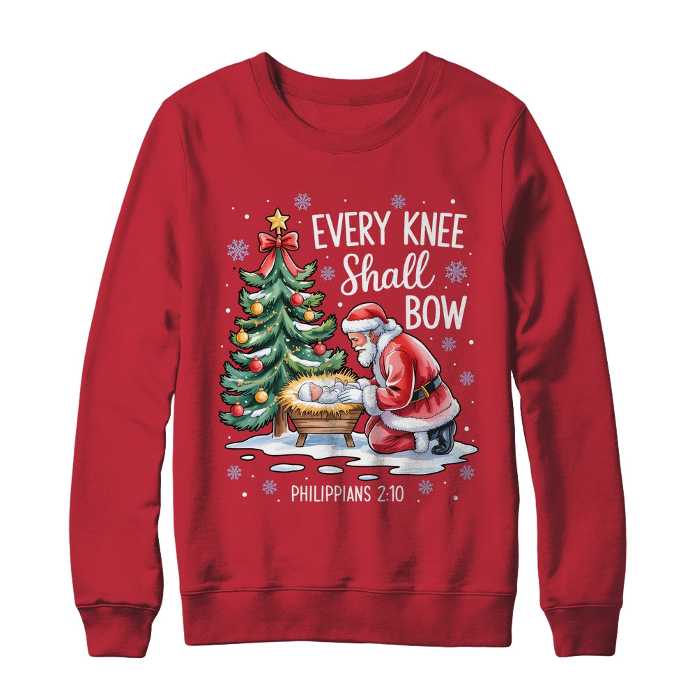 Every Knee Shall Bow Santa Christmas Christian Faith Xmas Shirt & Sweatshirt | siriusteestore