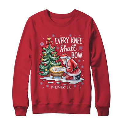 Every Knee Shall Bow Santa Christmas Christian Faith Xmas Shirt & Sweatshirt | siriusteestore