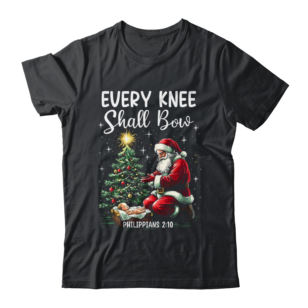 Every Knee Shall Bow Santa Christmas Nativity Scene Xmas Shirt & Sweatshirt | siriusteestore