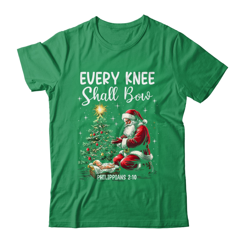 Every Knee Shall Bow Santa Christmas Nativity Scene Xmas Shirt & Sweatshirt | siriusteestore