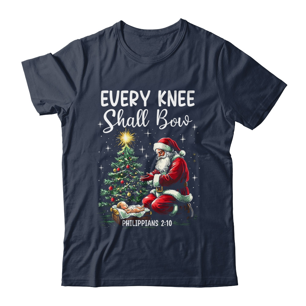 Every Knee Shall Bow Santa Christmas Nativity Scene Xmas Shirt & Sweatshirt | siriusteestore