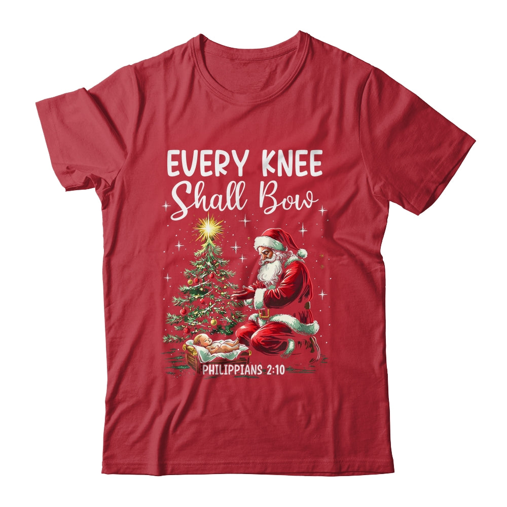 Every Knee Shall Bow Santa Christmas Nativity Scene Xmas Shirt & Sweatshirt | siriusteestore