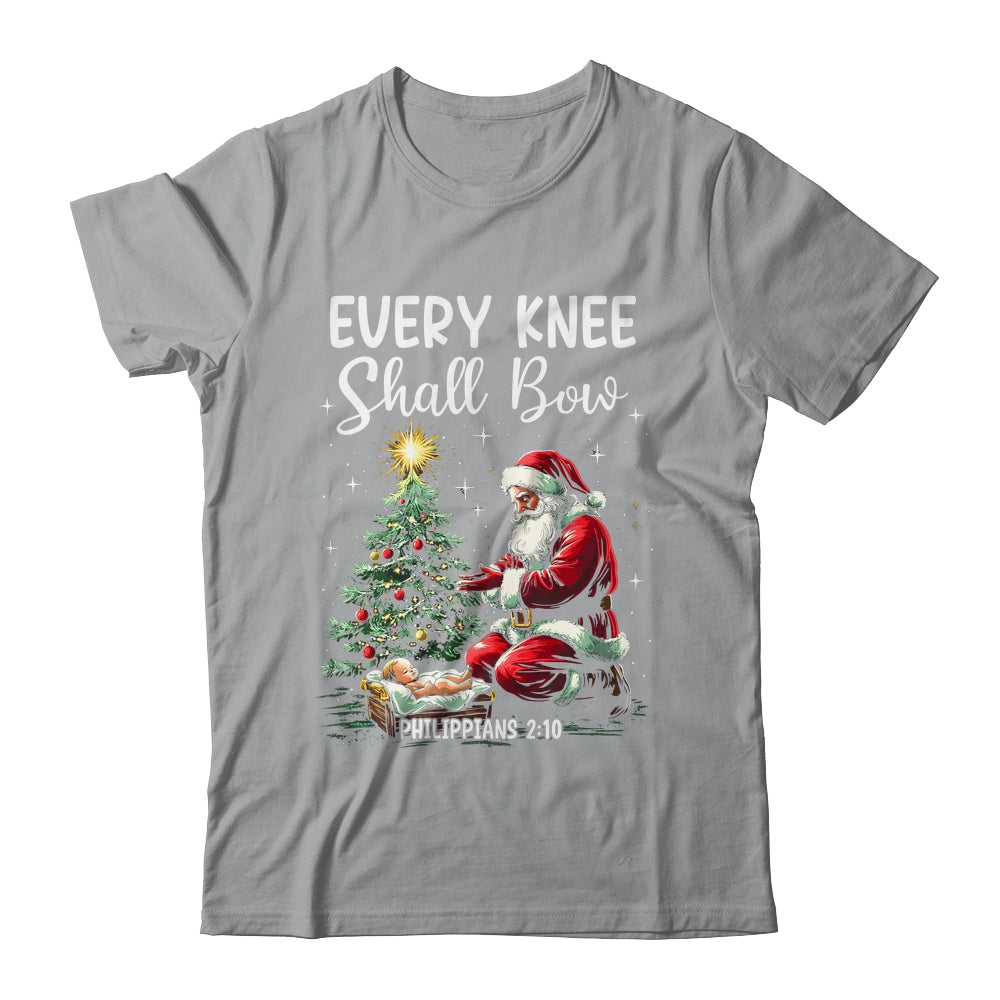 Every Knee Shall Bow Santa Christmas Nativity Scene Xmas Shirt & Sweatshirt | siriusteestore