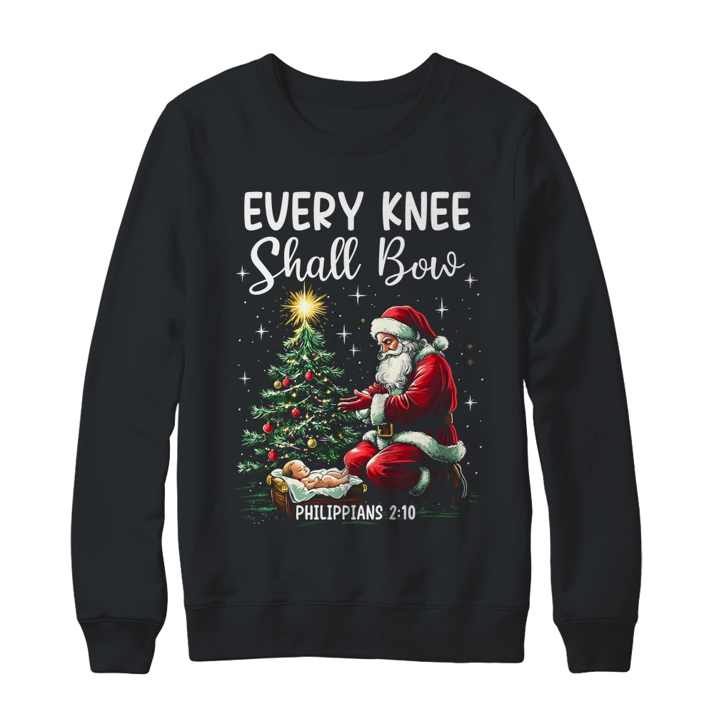 Every Knee Shall Bow Santa Christmas Nativity Scene Xmas Shirt & Sweatshirt | siriusteestore