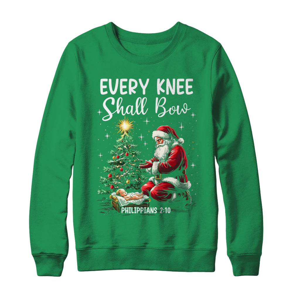 Every Knee Shall Bow Santa Christmas Nativity Scene Xmas Shirt & Sweatshirt | siriusteestore