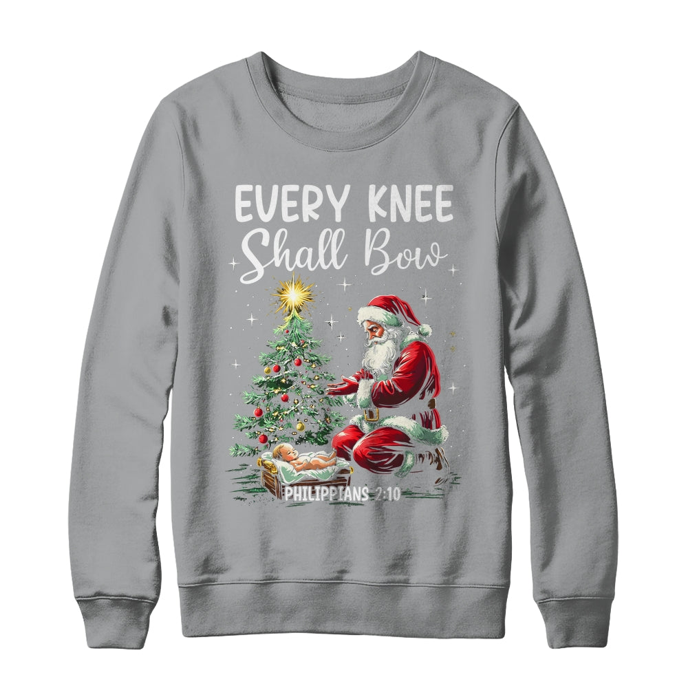 Every Knee Shall Bow Santa Christmas Nativity Scene Xmas Shirt & Sweatshirt | siriusteestore
