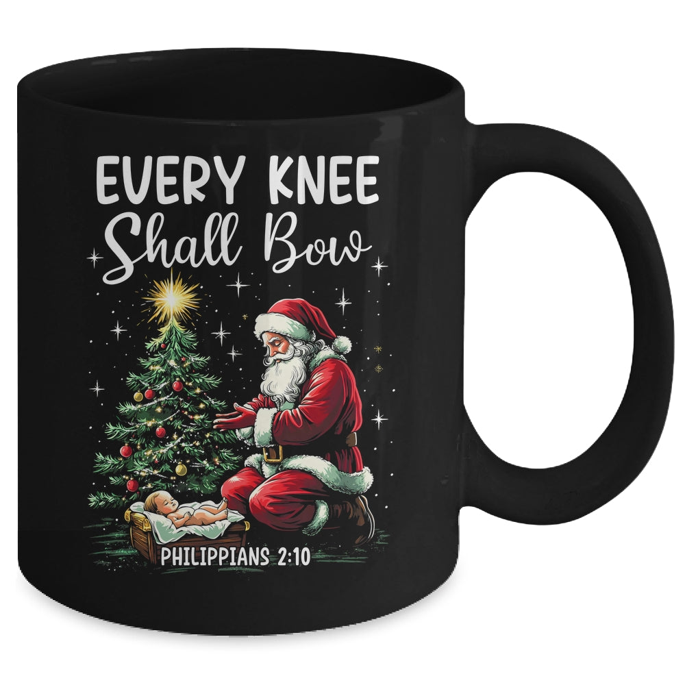 Every Knee Shall Bow Santa Christmas Nativity Scene Xmas Mug | siriusteestore