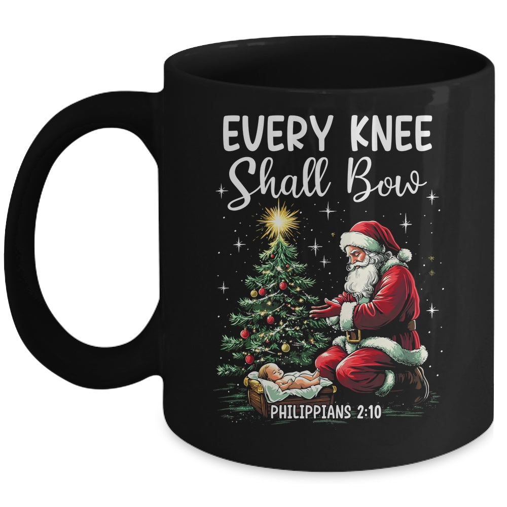 Every Knee Shall Bow Santa Christmas Nativity Scene Xmas Mug | siriusteestore