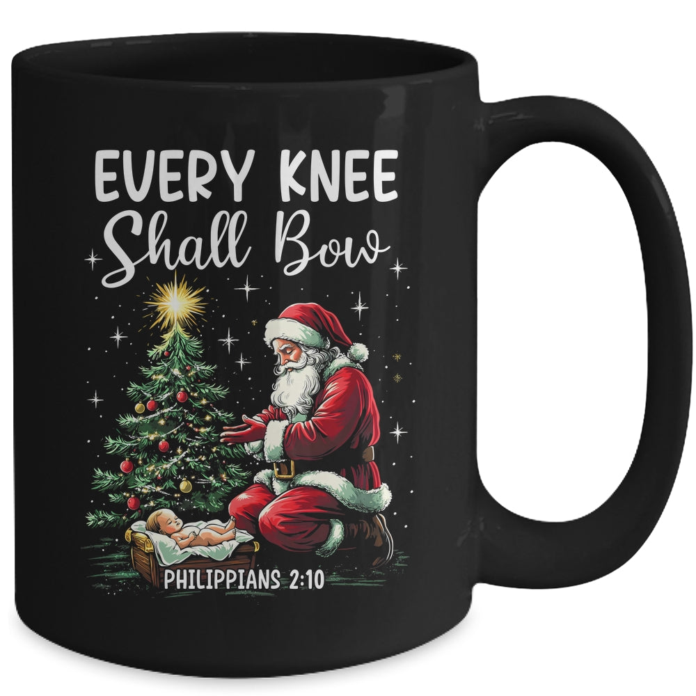 Every Knee Shall Bow Santa Christmas Nativity Scene Xmas Mug | siriusteestore