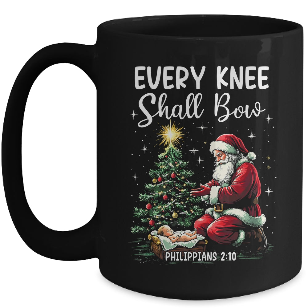 Every Knee Shall Bow Santa Christmas Nativity Scene Xmas Mug | siriusteestore