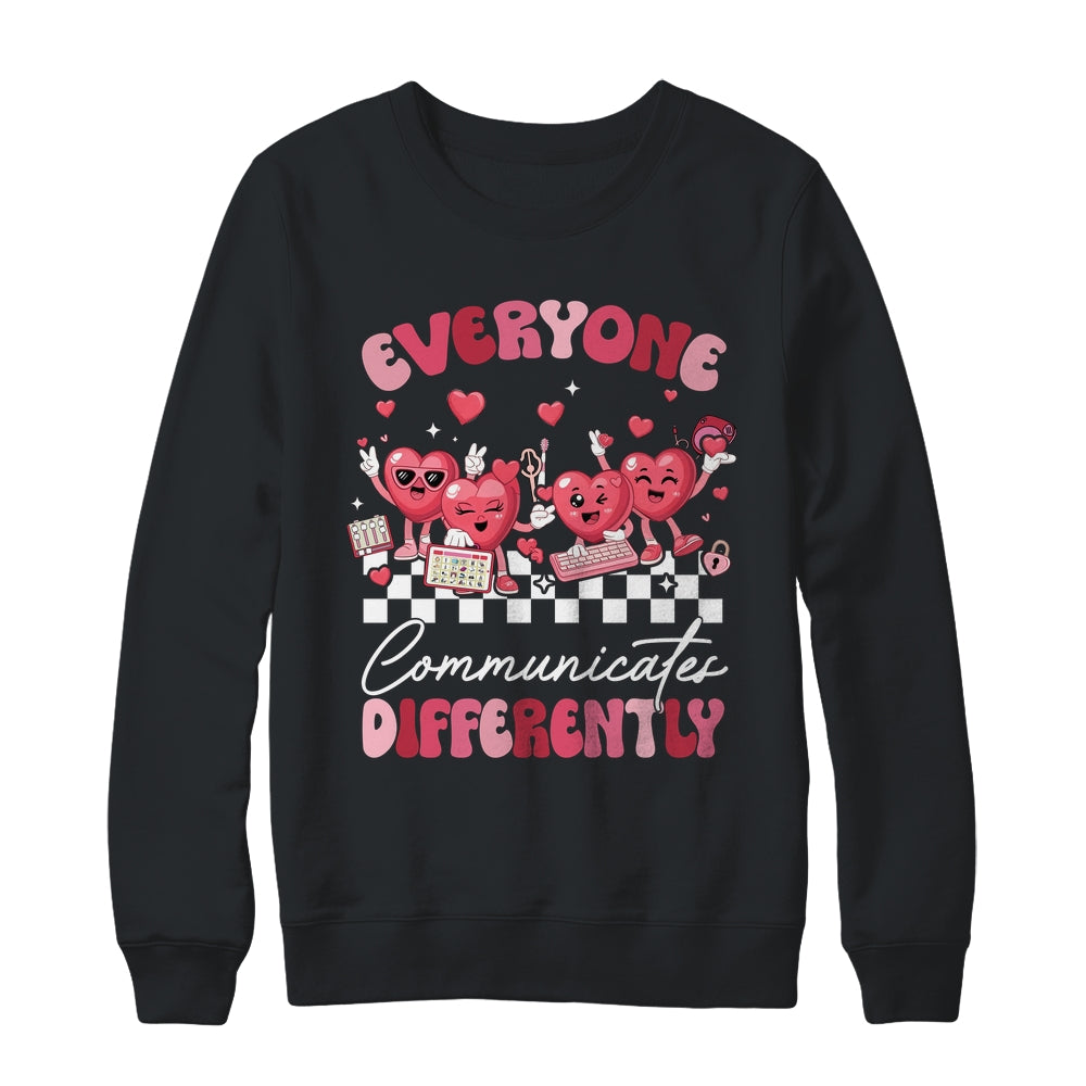 Everyone Communicates Differently Autism Valentines Shirt & Sweatshirt | siriusteestore