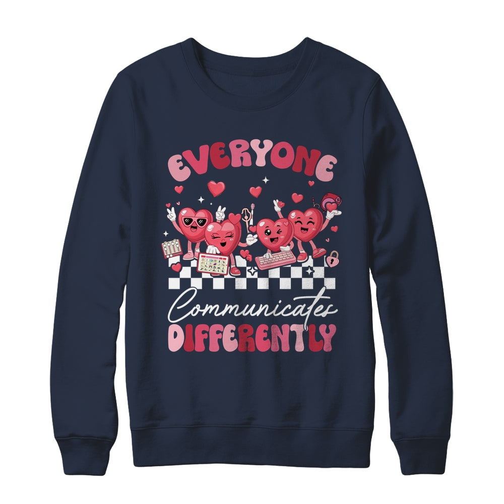 Everyone Communicates Differently Autism Valentines Shirt & Sweatshirt | siriusteestore