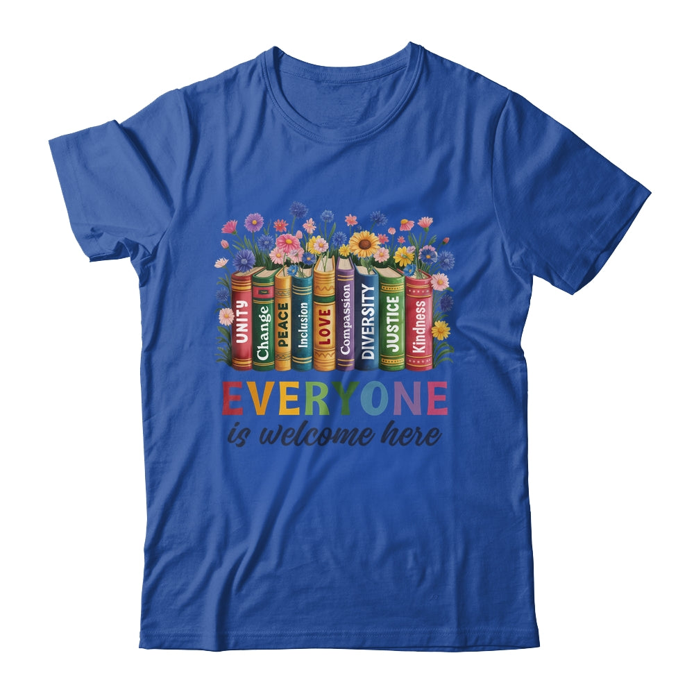 Everyone Is Welcome Here Floral Book LGBT Pride Equality Shirt & Tank Top | siriusteestore
