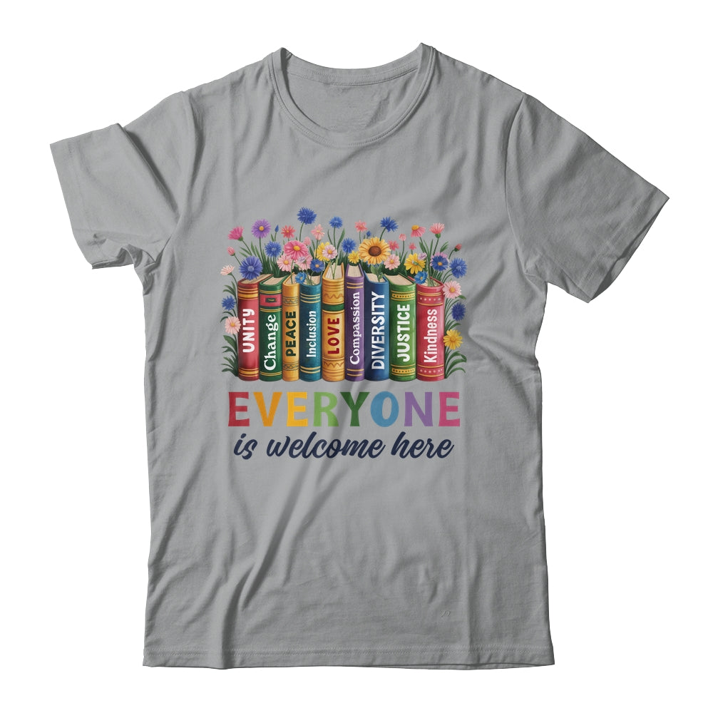 Everyone Is Welcome Here Floral Book LGBT Pride Equality Shirt & Tank Top | siriusteestore