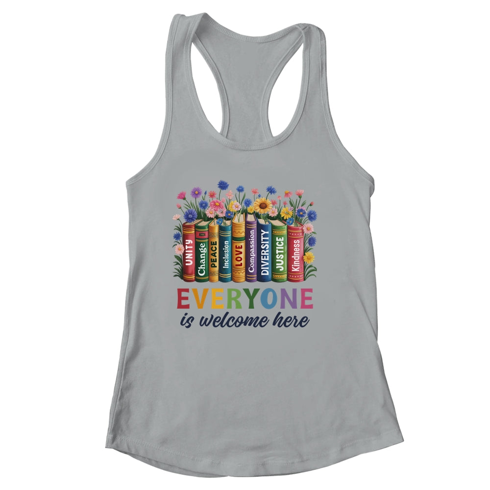 Everyone Is Welcome Here Floral Book LGBT Pride Equality Shirt & Tank Top | siriusteestore