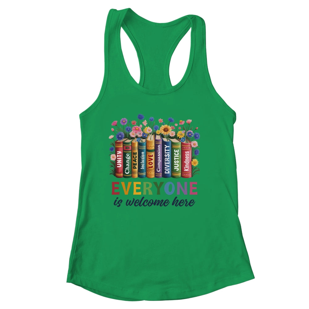 Everyone Is Welcome Here Floral Book LGBT Pride Equality Shirt & Tank Top | siriusteestore