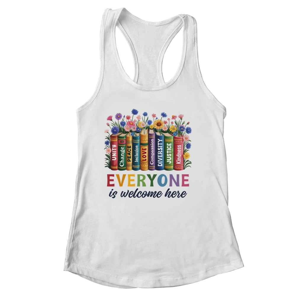 Everyone Is Welcome Here Floral Book LGBT Pride Equality Shirt & Tank Top | siriusteestore