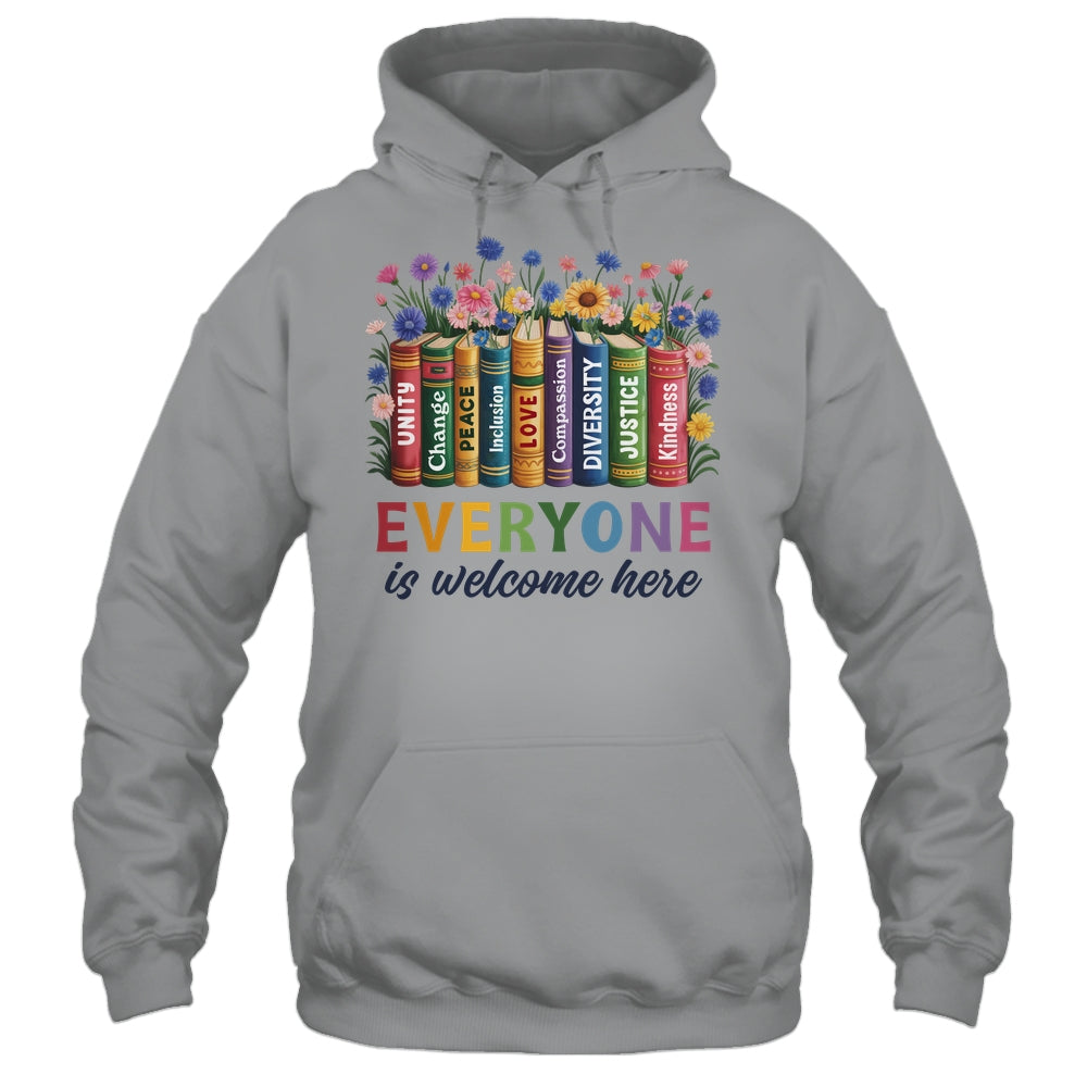 Everyone Is Welcome Here Floral Book LGBT Pride Equality Shirt & Tank Top | siriusteestore