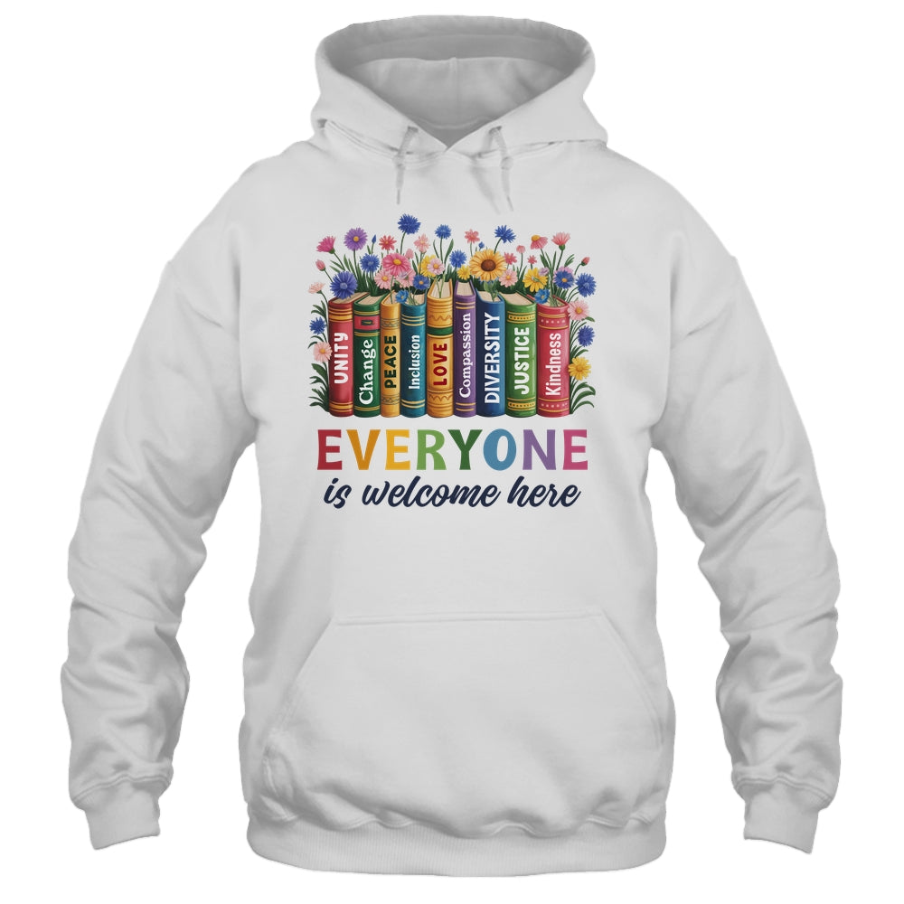 Everyone Is Welcome Here Floral Book LGBT Pride Equality Shirt & Tank Top | siriusteestore