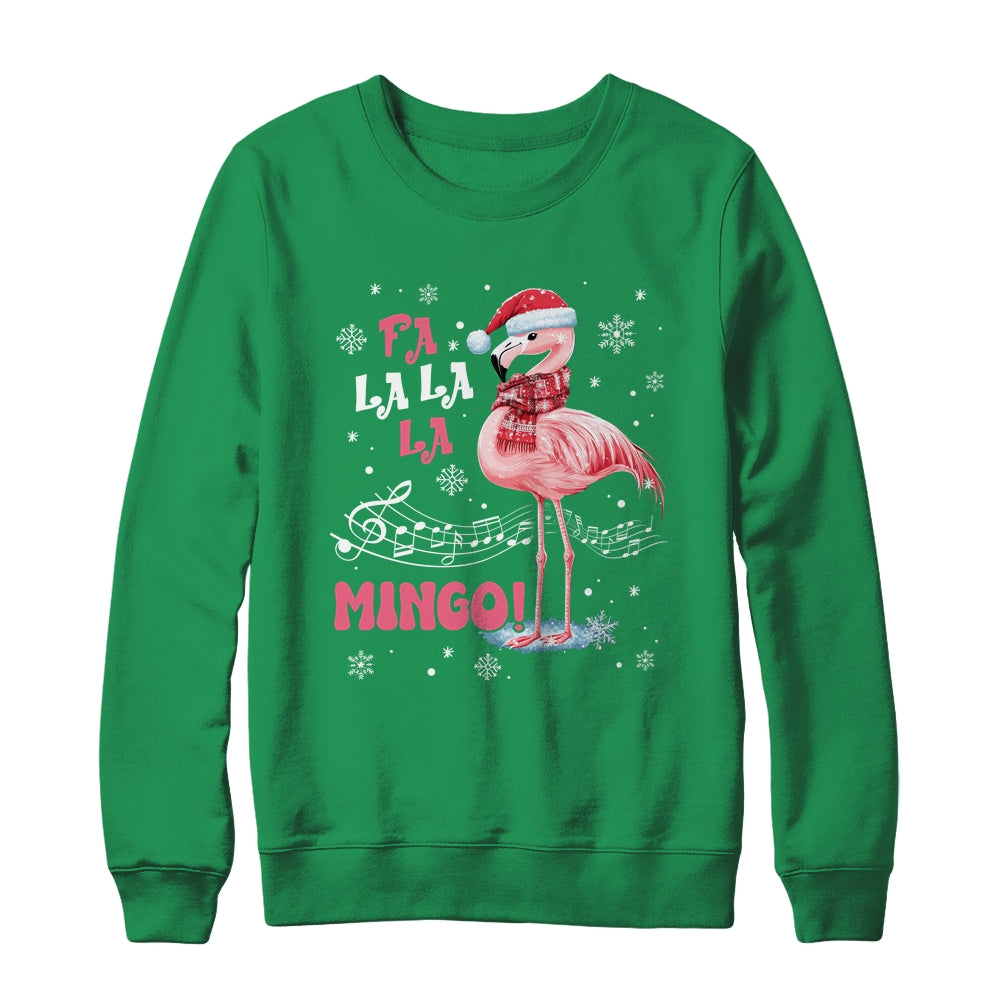Fa La La Mingo Flamingo Candy Cane Christmas Girls Women Shirt & Sweatshirt | siriusteestore