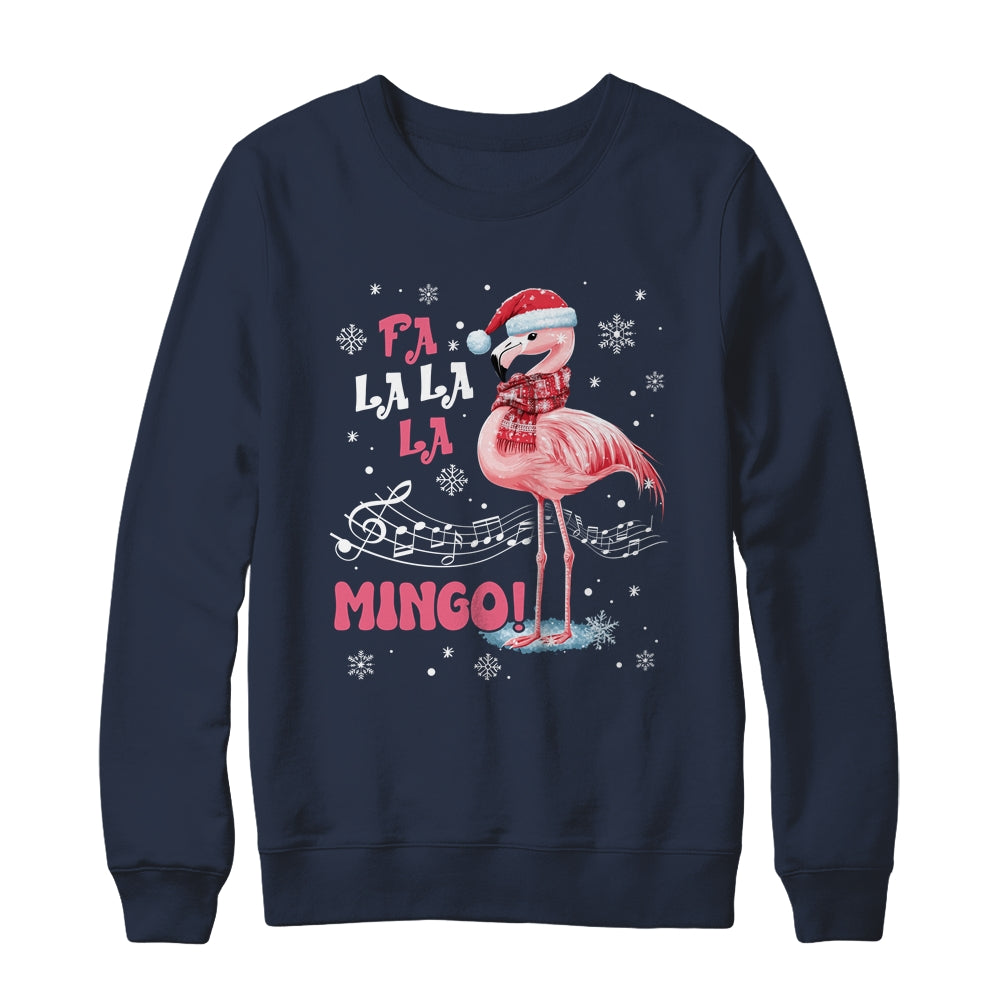 Fa La La Mingo Flamingo Candy Cane Christmas Girls Women Shirt & Sweatshirt | siriusteestore