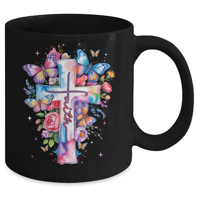 Faith Cross Floral Butterflies Christ Flowers Religious Mug | siriusteestore