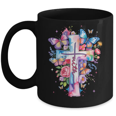 Faith Cross Floral Butterflies Christ Flowers Religious Mug | siriusteestore