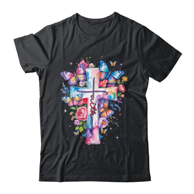 Faith Cross Floral Butterflies Christ Flowers Religious Shirt & Hoodie | siriusteestore