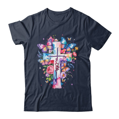 Faith Cross Floral Butterflies Christ Flowers Religious Shirt & Hoodie | siriusteestore