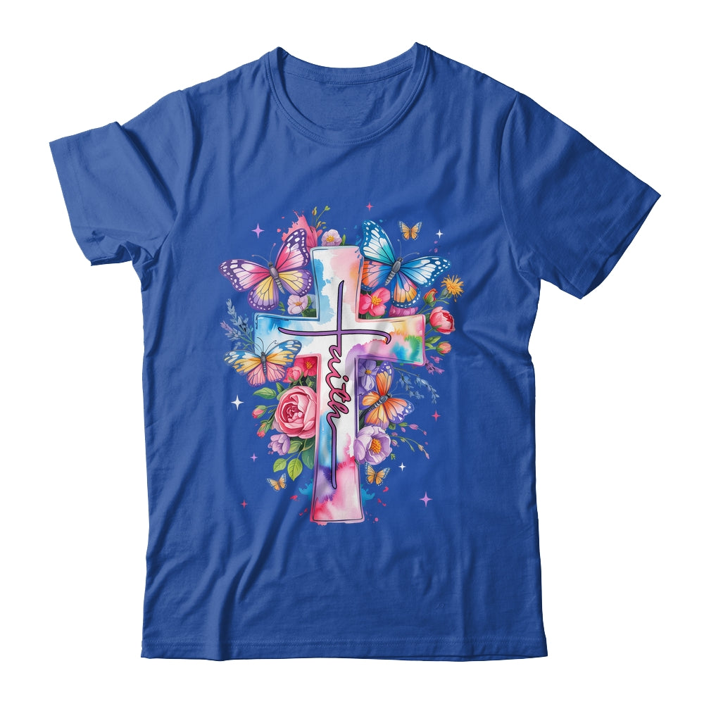 Faith Cross Floral Butterflies Christ Flowers Religious Shirt & Hoodie | siriusteestore