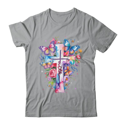 Faith Cross Floral Butterflies Christ Flowers Religious Shirt & Hoodie | siriusteestore