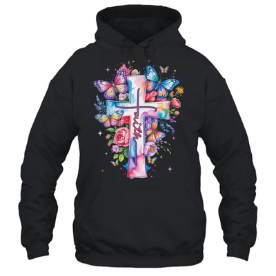 Faith Cross Floral Butterflies Christ Flowers Religious Shirt & Hoodie | siriusteestore