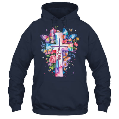 Faith Cross Floral Butterflies Christ Flowers Religious Shirt & Hoodie | siriusteestore
