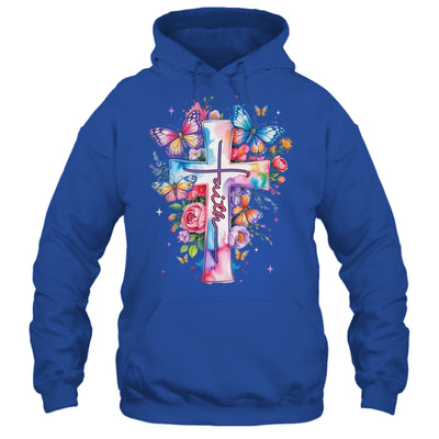 Faith Cross Floral Butterflies Christ Flowers Religious Shirt & Hoodie | siriusteestore