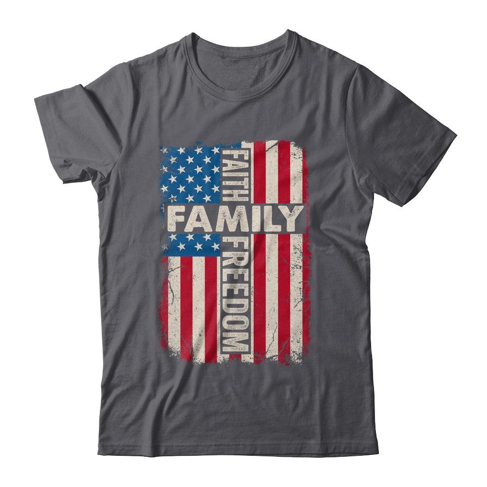 Faith Family Freedom Patriotic Christian Vintage USA Flag Shirt & Hoodie | siriusteestore