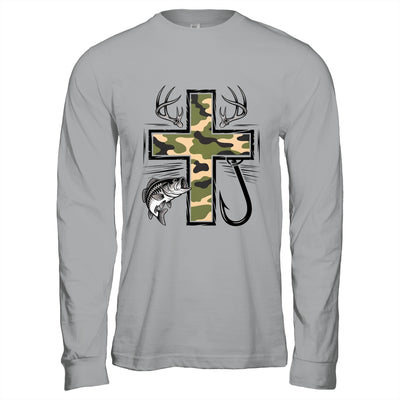 Faith Fishing Hunting Camo Cross With Hook Bass Christian Shirt & Hoodie | siriusteestore
