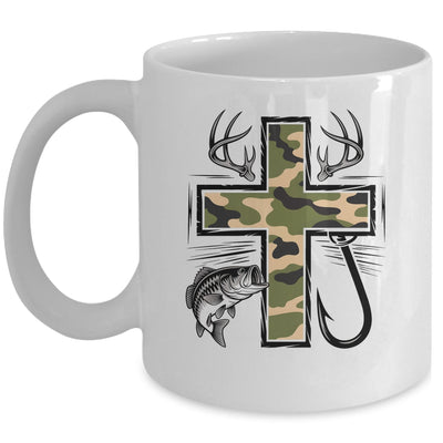 Faith Fishing Hunting Camo Cross With Hook Bass Christian Mug | siriusteestore