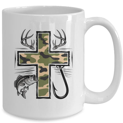 Faith Fishing Hunting Camo Cross With Hook Bass Christian Mug | siriusteestore