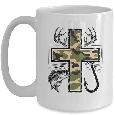Faith Fishing Hunting Camo Cross With Hook Bass Christian Mug | siriusteestore