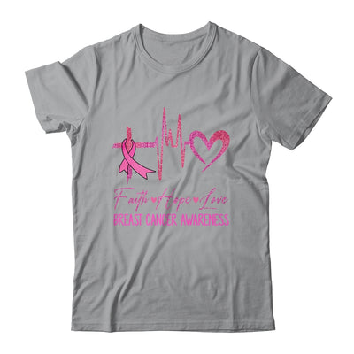 Faith Hope Love Breast Cancer Awareness Ribbon Heartbeat Shirt & Hoodie | siriusteestore