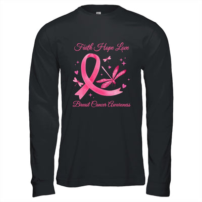 Faith Hope Love Dragonfly Pink Ribbon Breast Cancer Shirt & Hoodie | siriusteestore