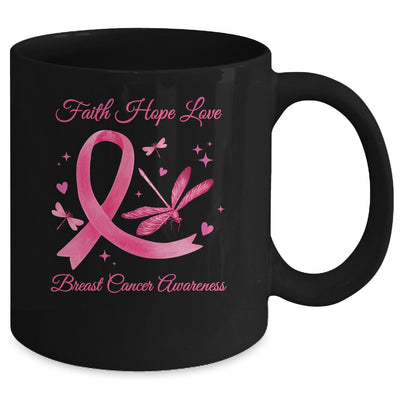 Faith Hope Love Dragonfly Pink Ribbon Breast Cancer Mug | siriusteestore