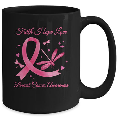 Faith Hope Love Dragonfly Pink Ribbon Breast Cancer Mug | siriusteestore