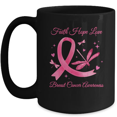 Faith Hope Love Dragonfly Pink Ribbon Breast Cancer Mug | siriusteestore
