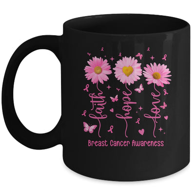 Faith Hope Love Pink Ribbon Breast Cancer Awareness Daisy Mug | siriusteestore