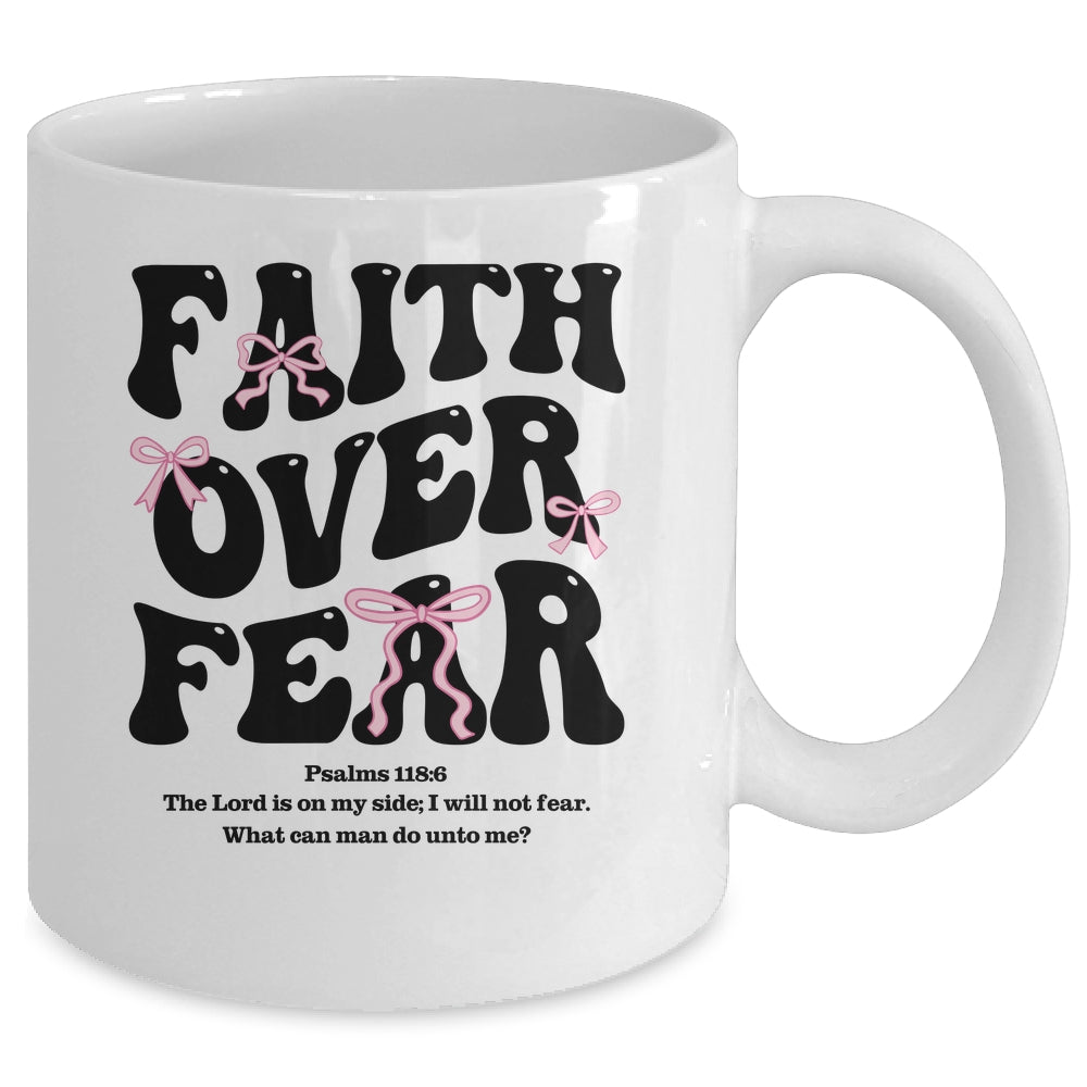 Faith Over Fear Christian Coquette Bow Women Bible Religious Mug | siriusteestore