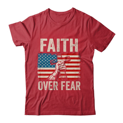 Faith Over Fear Jesus Christian Cross Faith US Flag America Shirt & Hoodie | siriusteestore