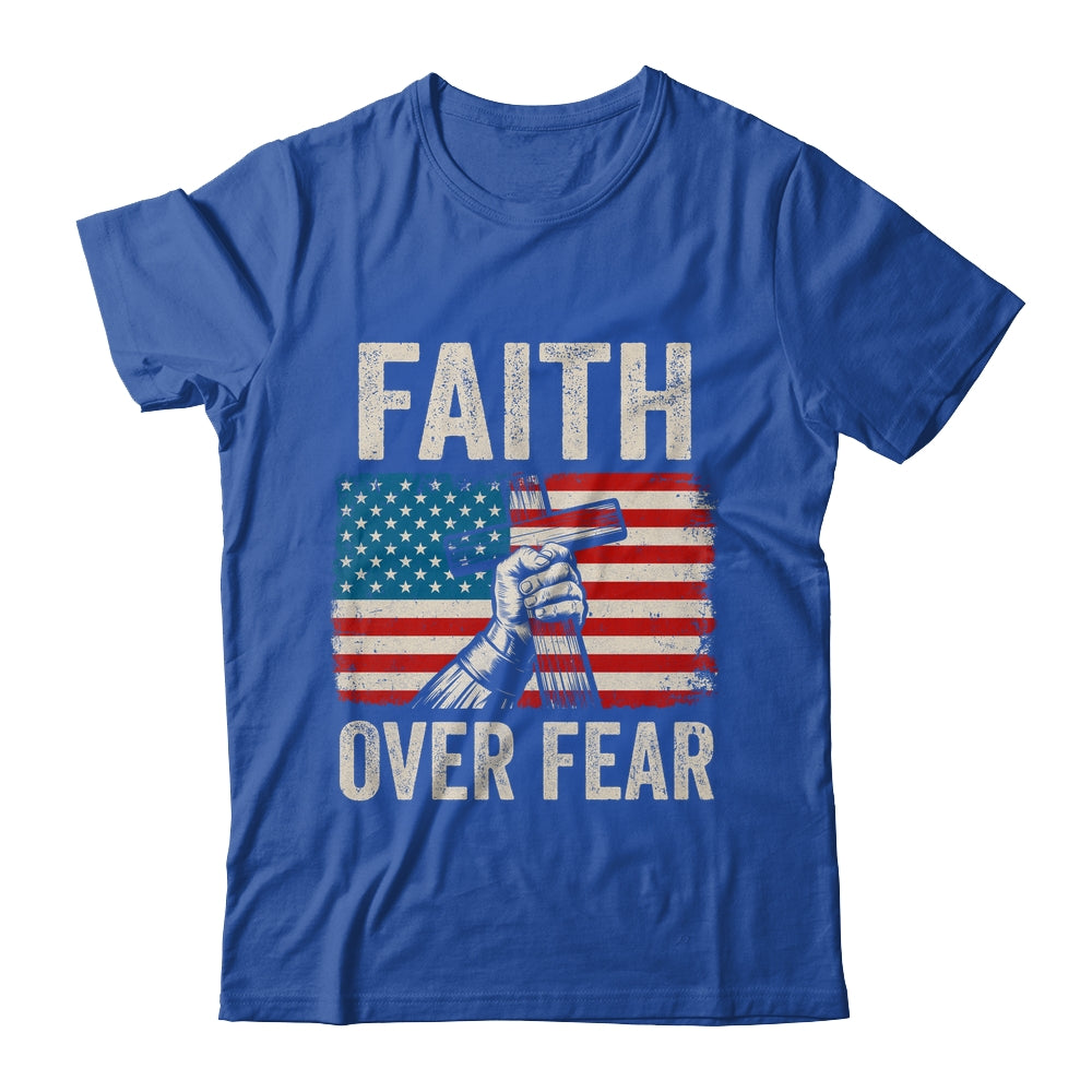 Faith Over Fear Jesus Christian Cross Faith US Flag America Shirt & Hoodie | siriusteestore